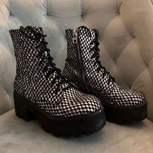 Current mood dollskill sparkle disco ball platform boots